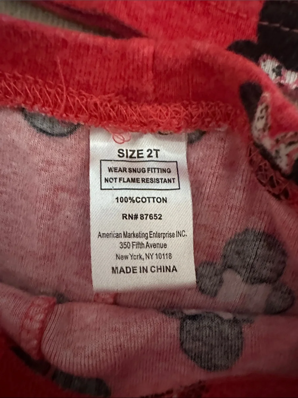 Disney Red Minnie Mouse Pajama Set with Light Pink Quilted Overalls